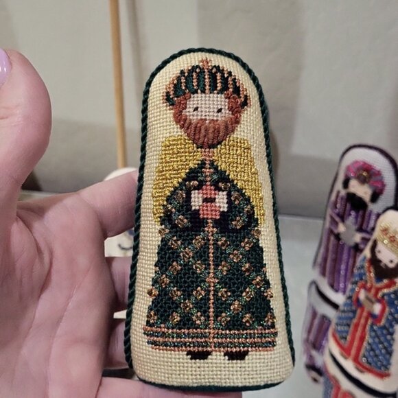 Rare Vintage Petei Knitted Nativity Individual Hand Painted Canvas 12 Piece - Picture 9 of 14